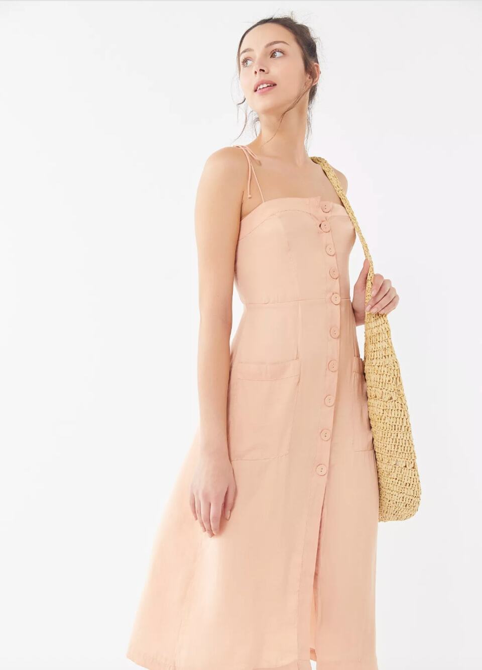 Urban Outfitters Satin Tie-Shoulder Midi Dress size XS